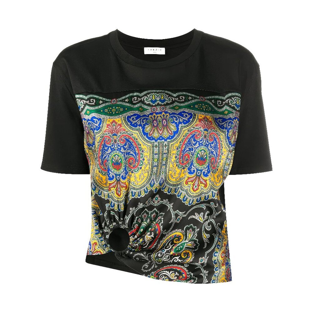 Sandro Rayi T-shirt with scarf print, size XS